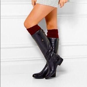 Sam Edelman Penny Black Leather Riding Boots Back Zip Knee High Womens 10